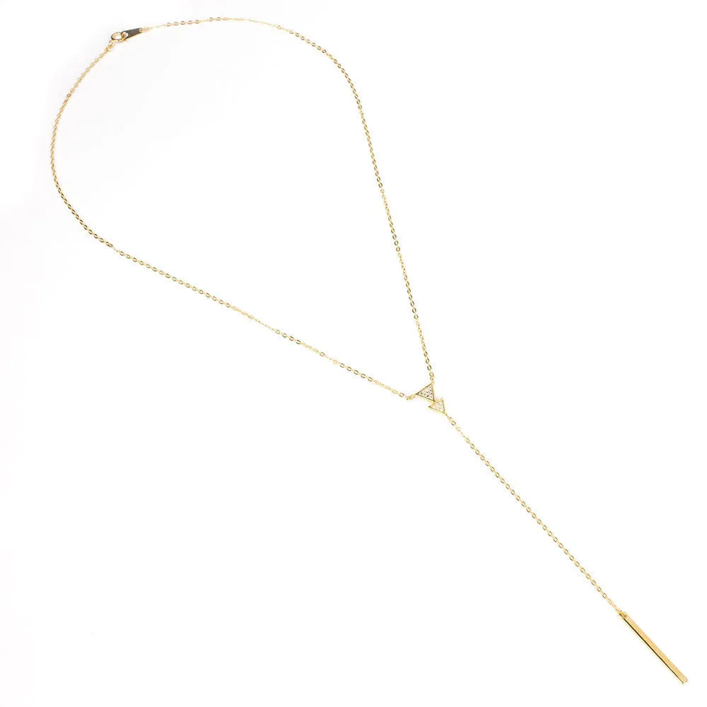 14k Gold Dipped Lariat Y Necklace, Gold Necklace, Minimalist Jewelry, Minimal Bar Lariat Necklace,