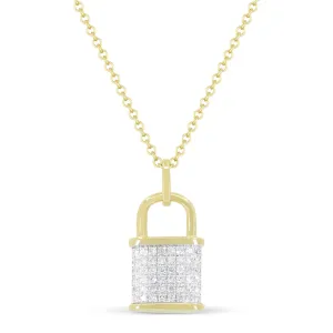 14K Yellow Gold 0.11Ct Diamond Necklace with 48 Round Diamonds