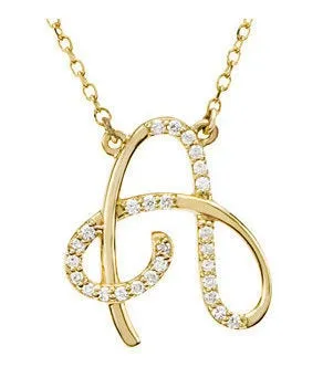 14K Yellow Rose White Gold Diamond Letter A Initial Alphabet Necklace Custom Made To Order