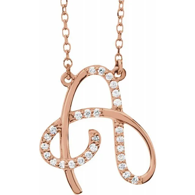 14K Yellow Rose White Gold Diamond Letter A Initial Alphabet Necklace Custom Made To Order