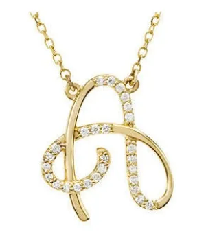 14K Yellow Rose White Gold Diamond Letter A Initial Alphabet Necklace Custom Made To Order
