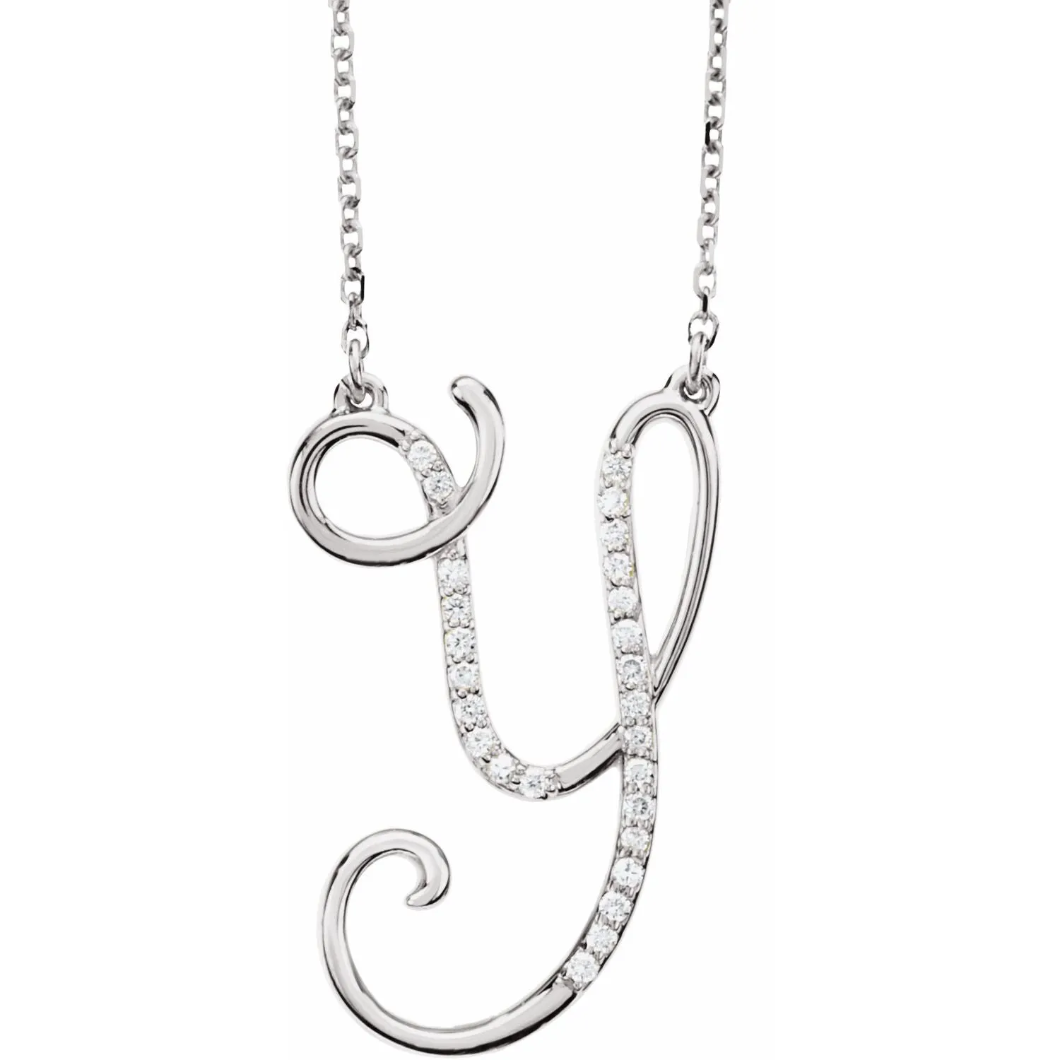 14K Yellow Rose White Gold Diamond Letter Y Initial Alphabet Necklace Custom Made To Order