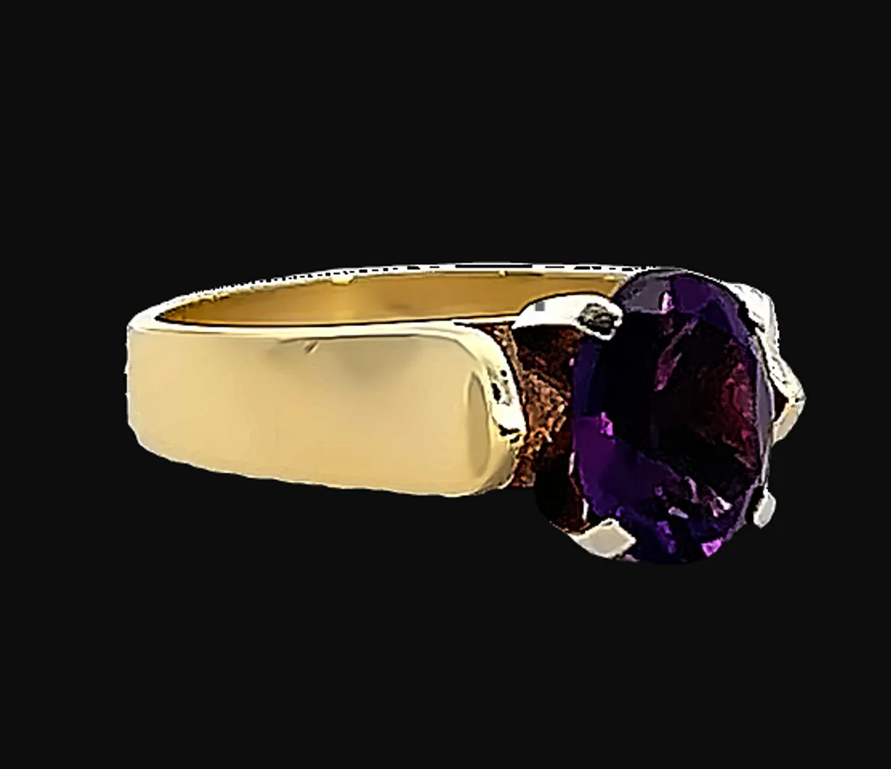 9ct Yellow and White Gold Amethyst Ring