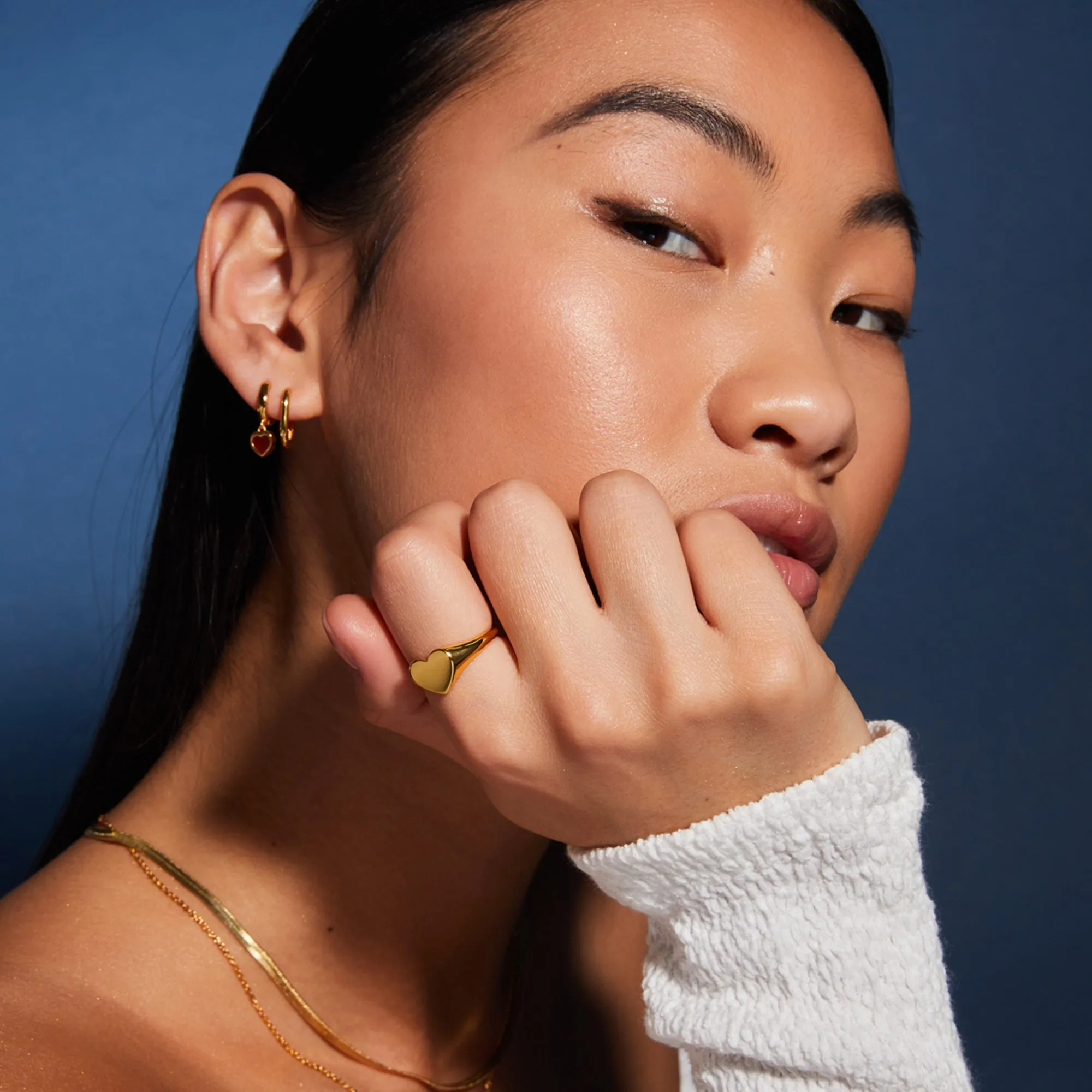 Accessorize London Women's 14k Z Real Gold Plated Heart Signet Ring-Large