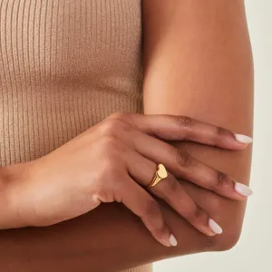 Accessorize London Women's 14k Z Real Gold Plated Heart Signet Ring-Large