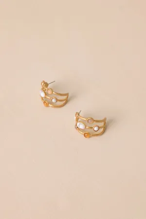 Across the Universe Gold Beaded Earrings