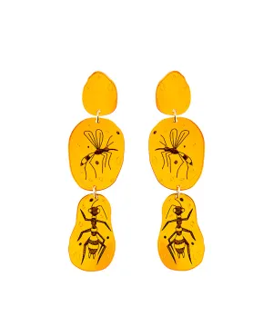 Amber fossil Earrings