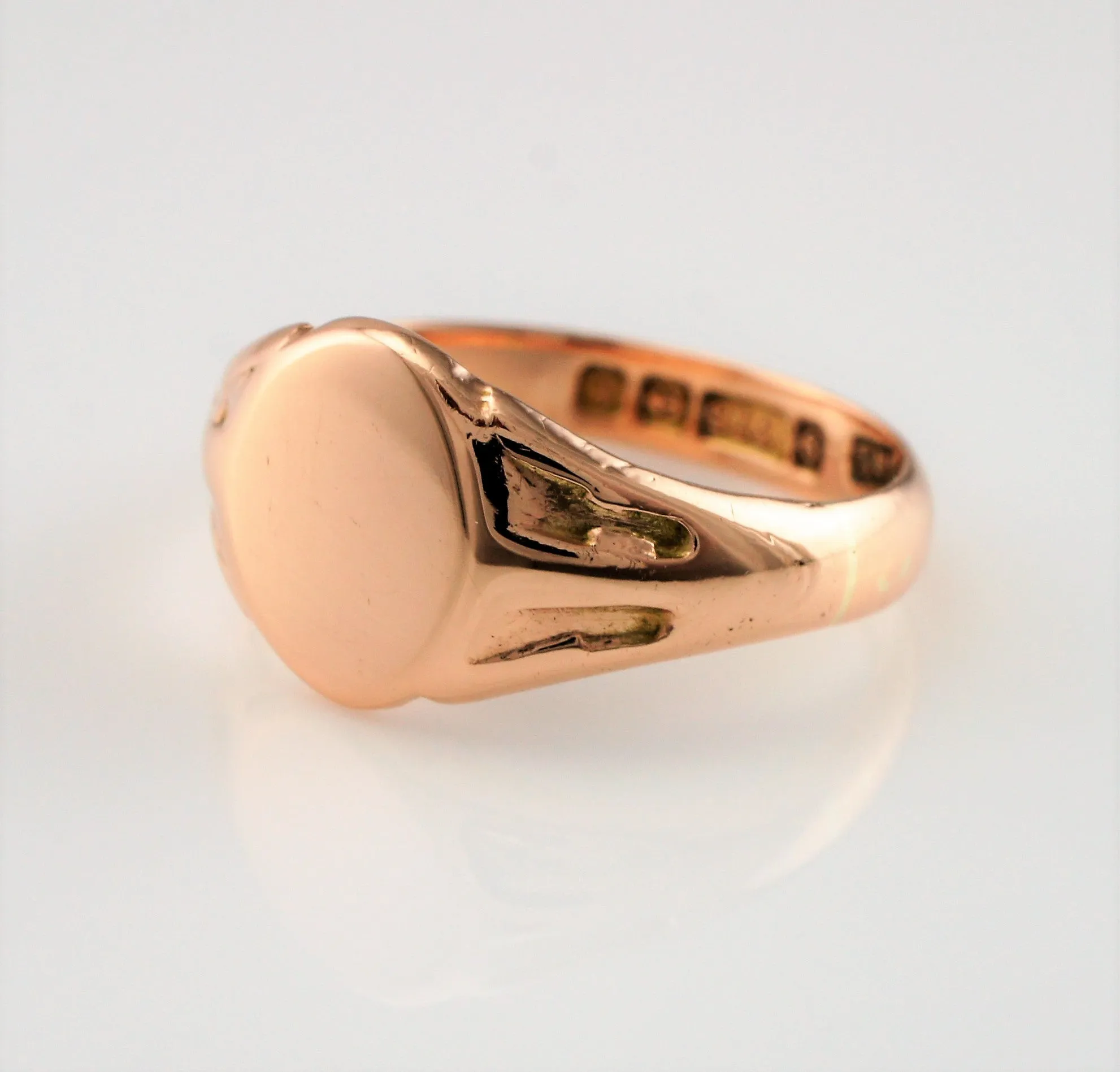 Antique 9ct Rose Gold Signet Ring - Size N