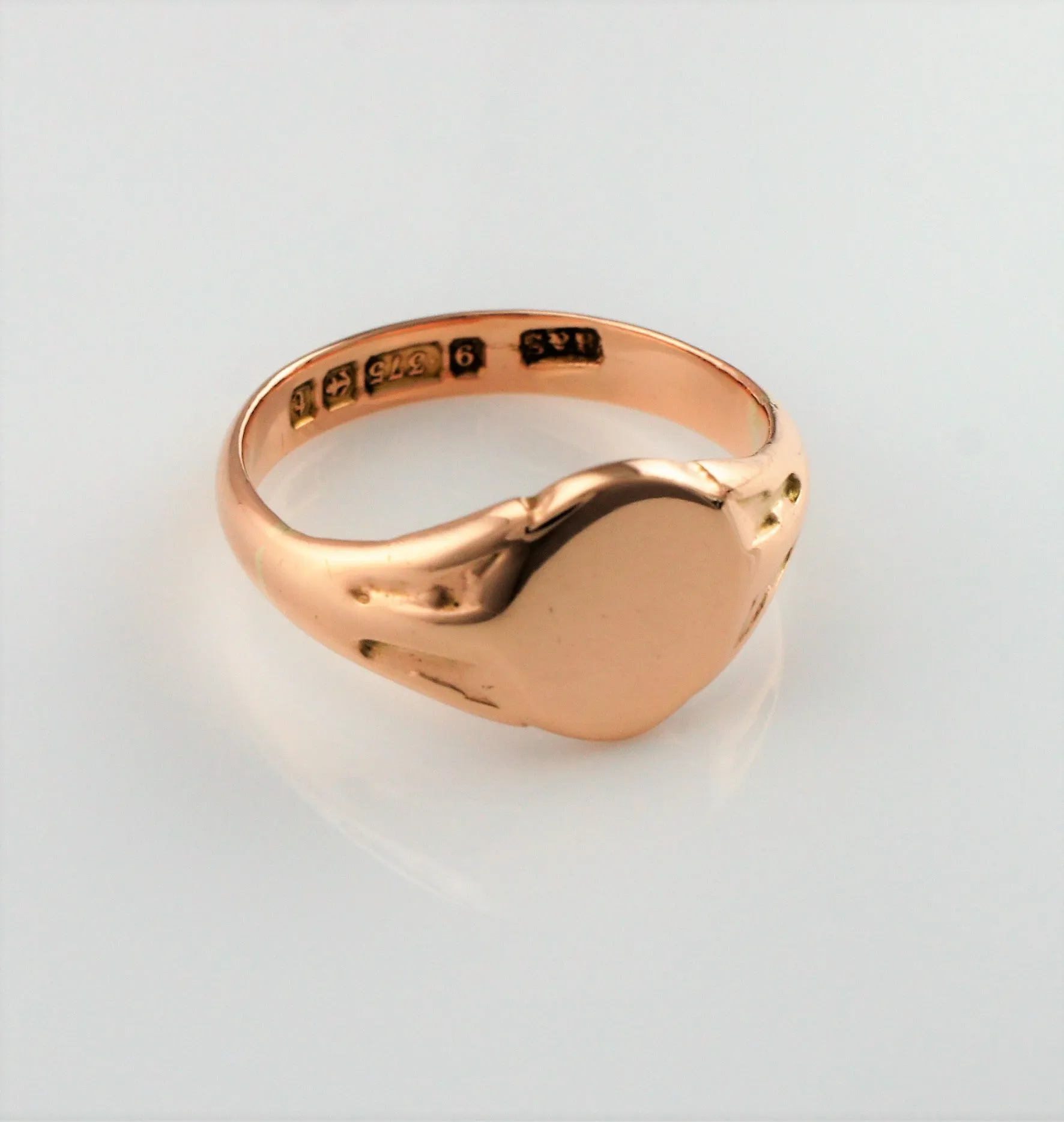 Antique 9ct Rose Gold Signet Ring - Size N