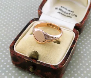 Antique 9ct Rose Gold Signet Ring - Size N