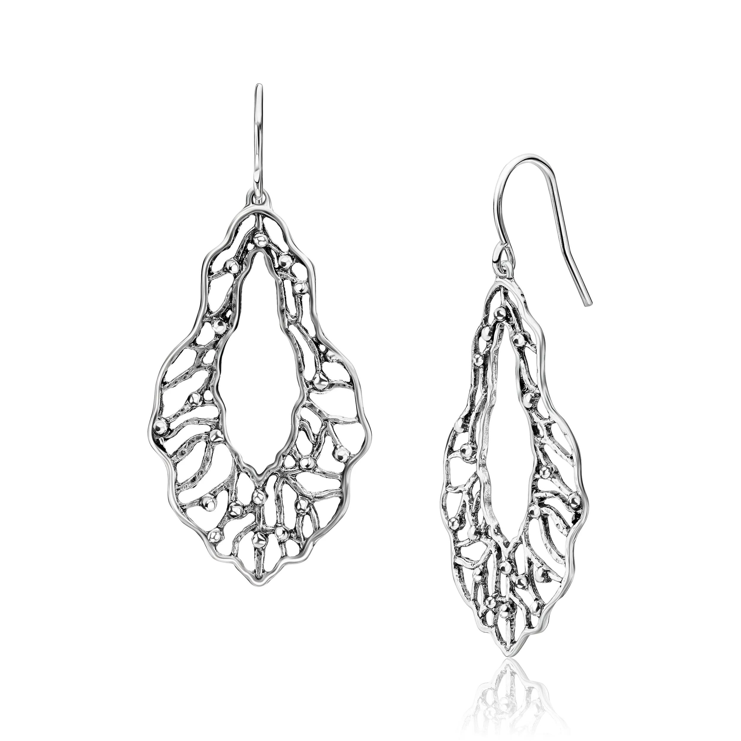 Artistic Sterling Silver Openwork Earrings