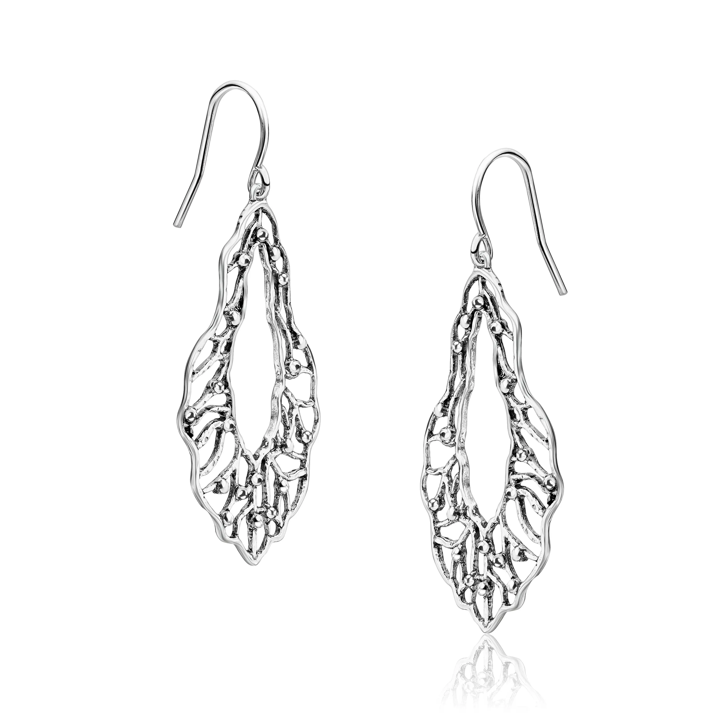 Artistic Sterling Silver Openwork Earrings