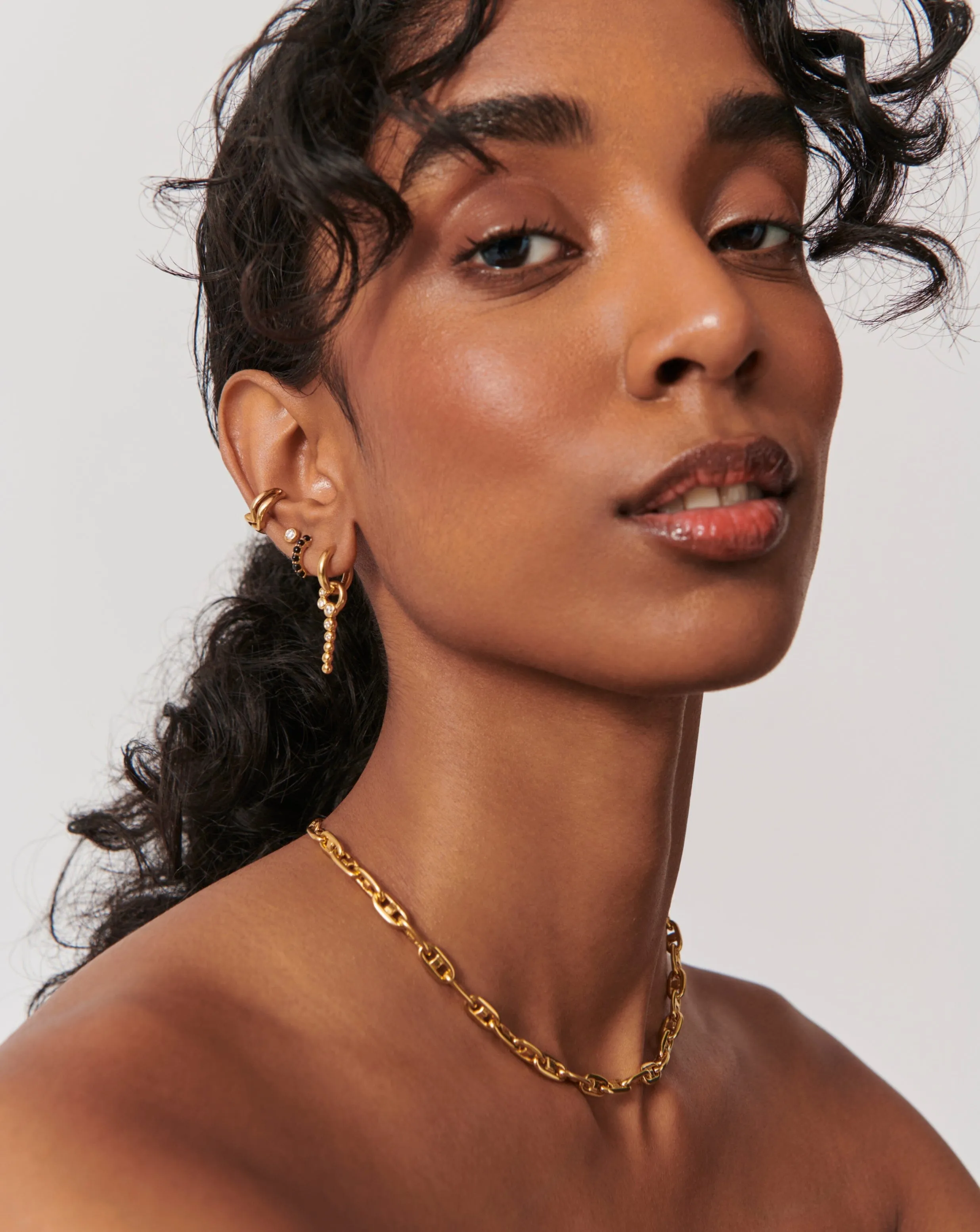 Beaded Stone Hoop Earrings