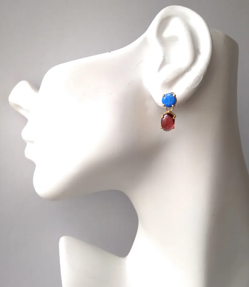Blue Jade & Garnet Separates Earrings
