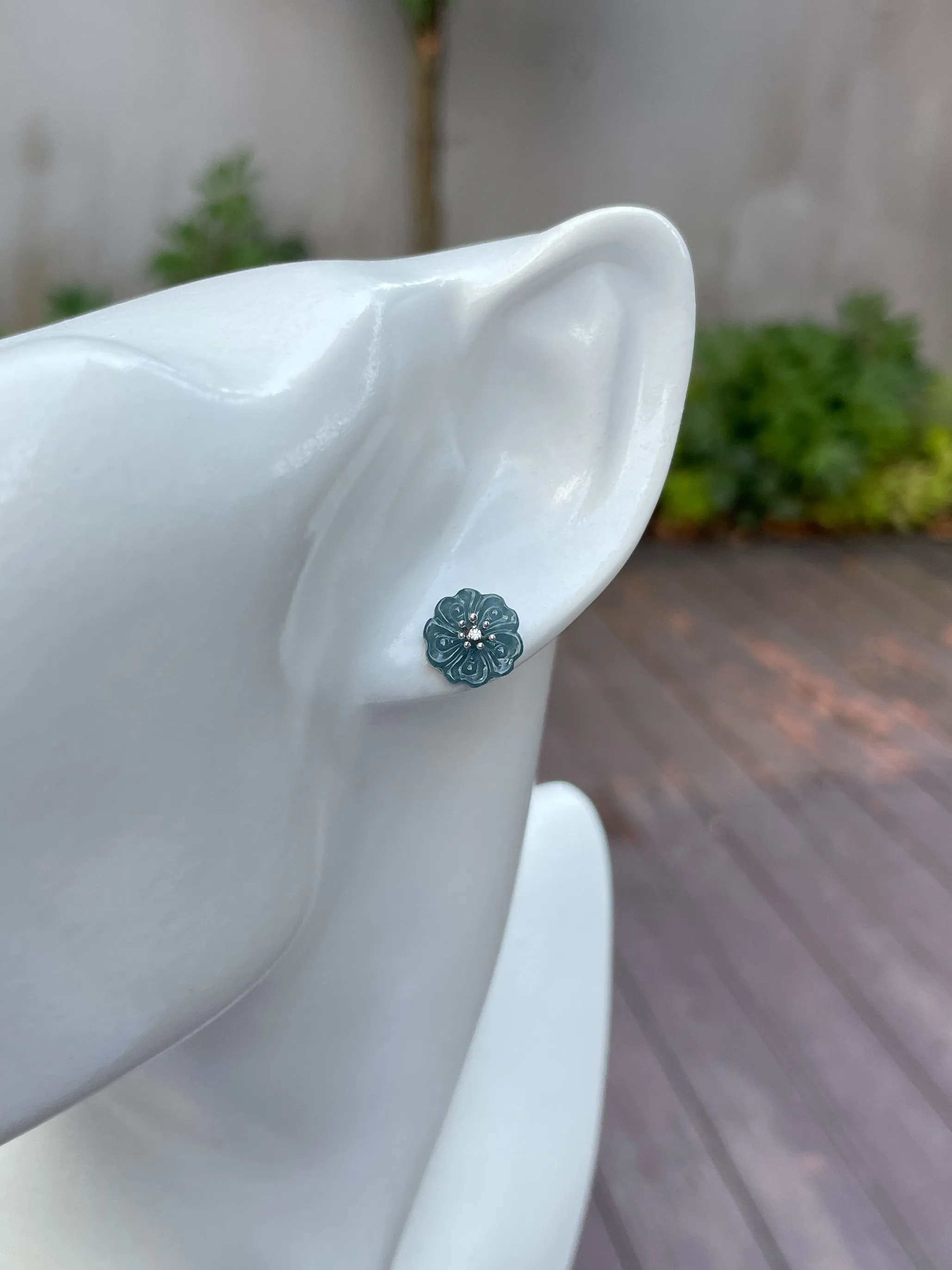 Blue Jade Earrings - Cherry Blossom (NJE088)