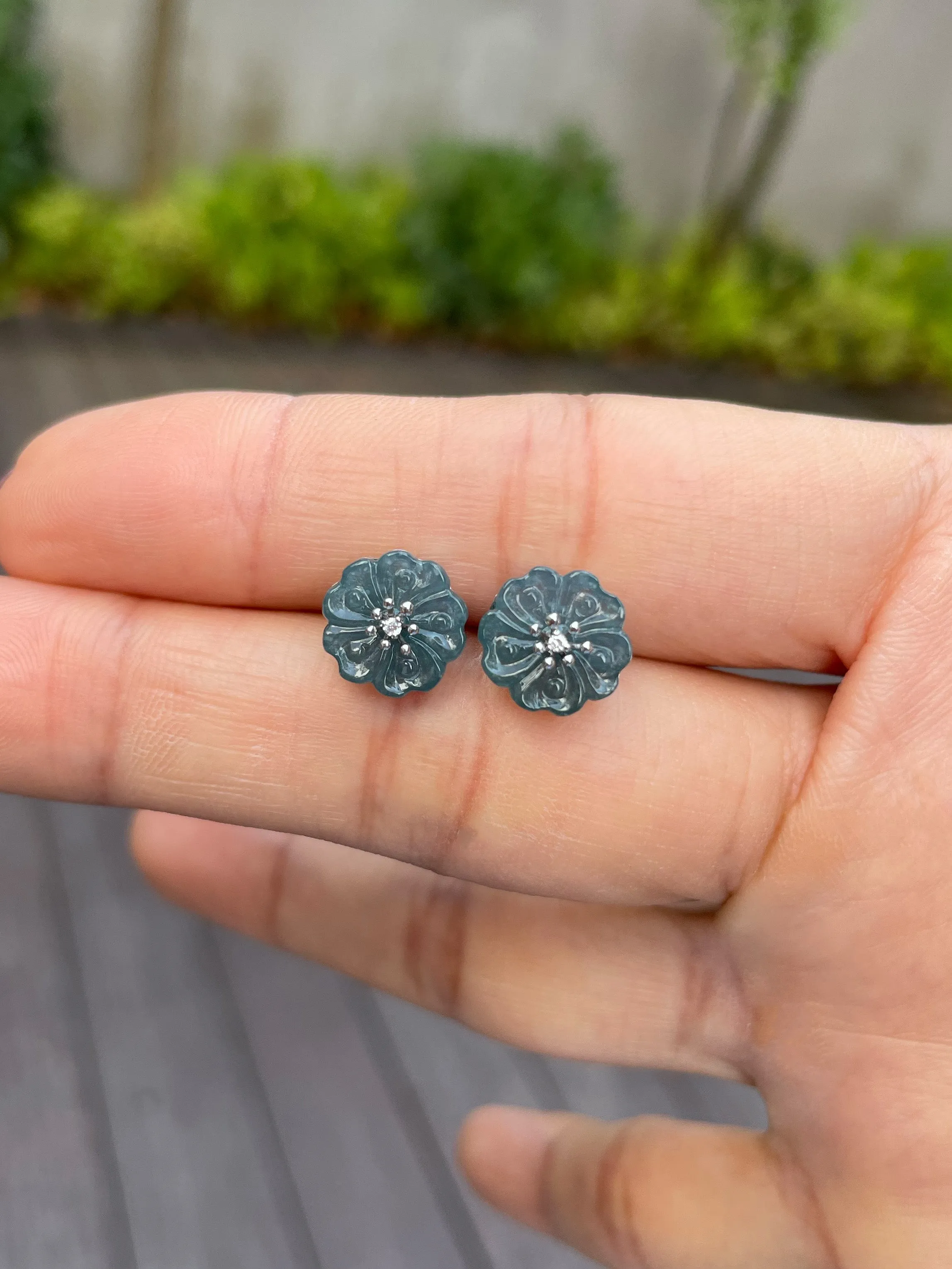 Blue Jade Earrings - Cherry Blossom (NJE088)