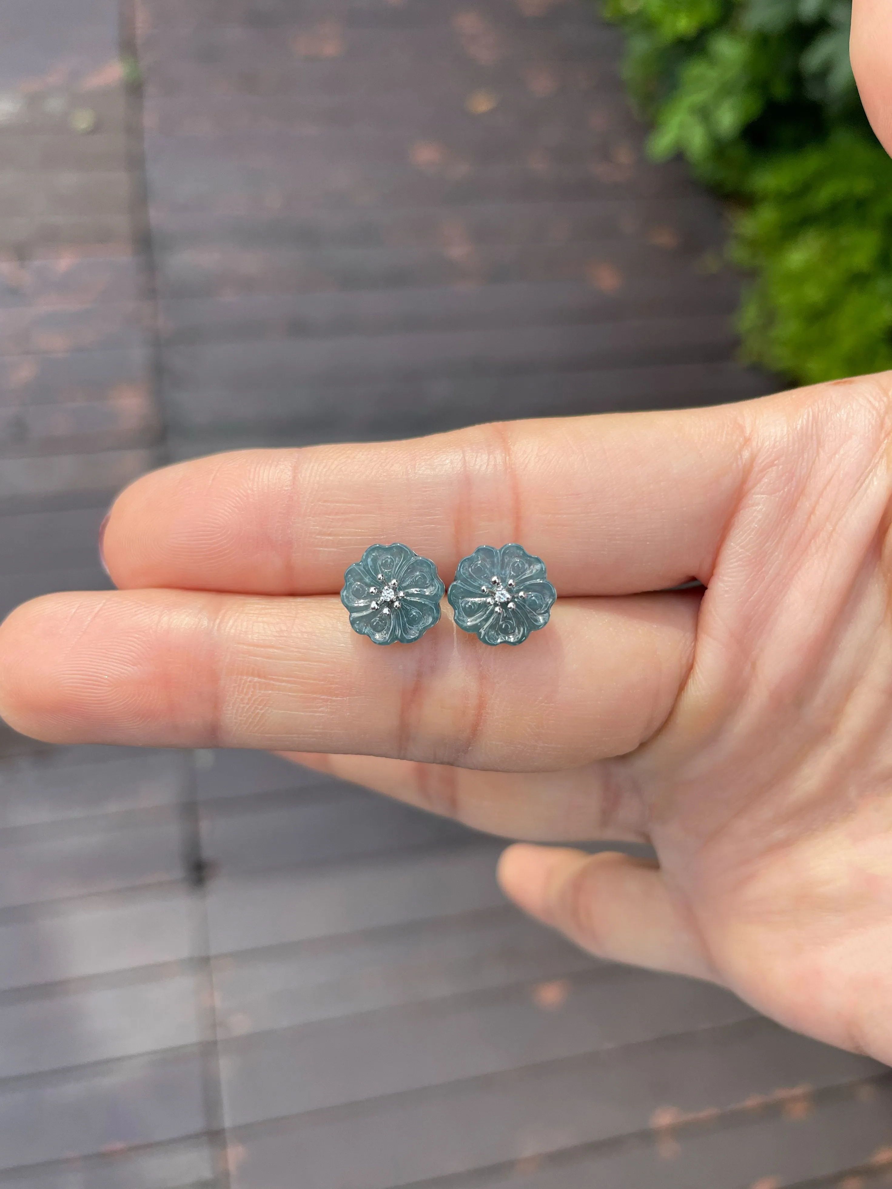 Blue Jade Earrings - Cherry Blossom (NJE088)