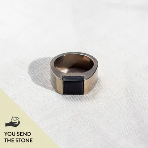Champagne Stainless Steel Signpost Signet Ring - Bring Your Own Stone