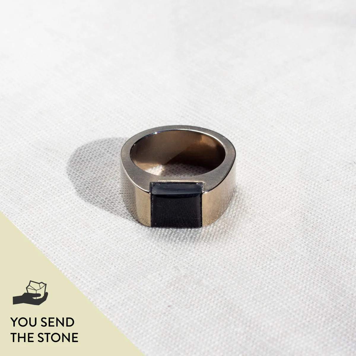 Champagne Stainless Steel Signpost Signet Ring - Bring Your Own Stone