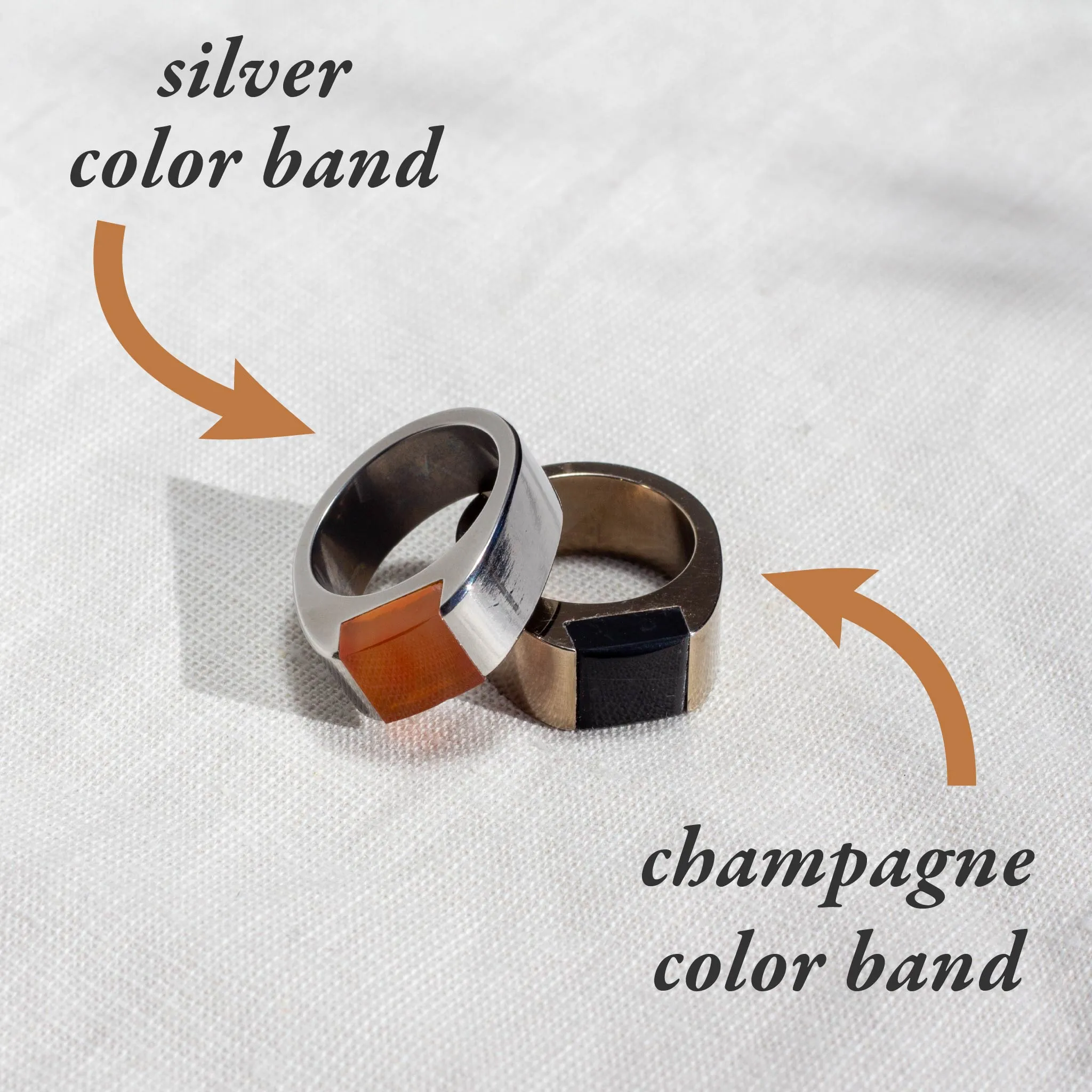 Champagne Stainless Steel Signpost Signet Ring - Bring Your Own Stone