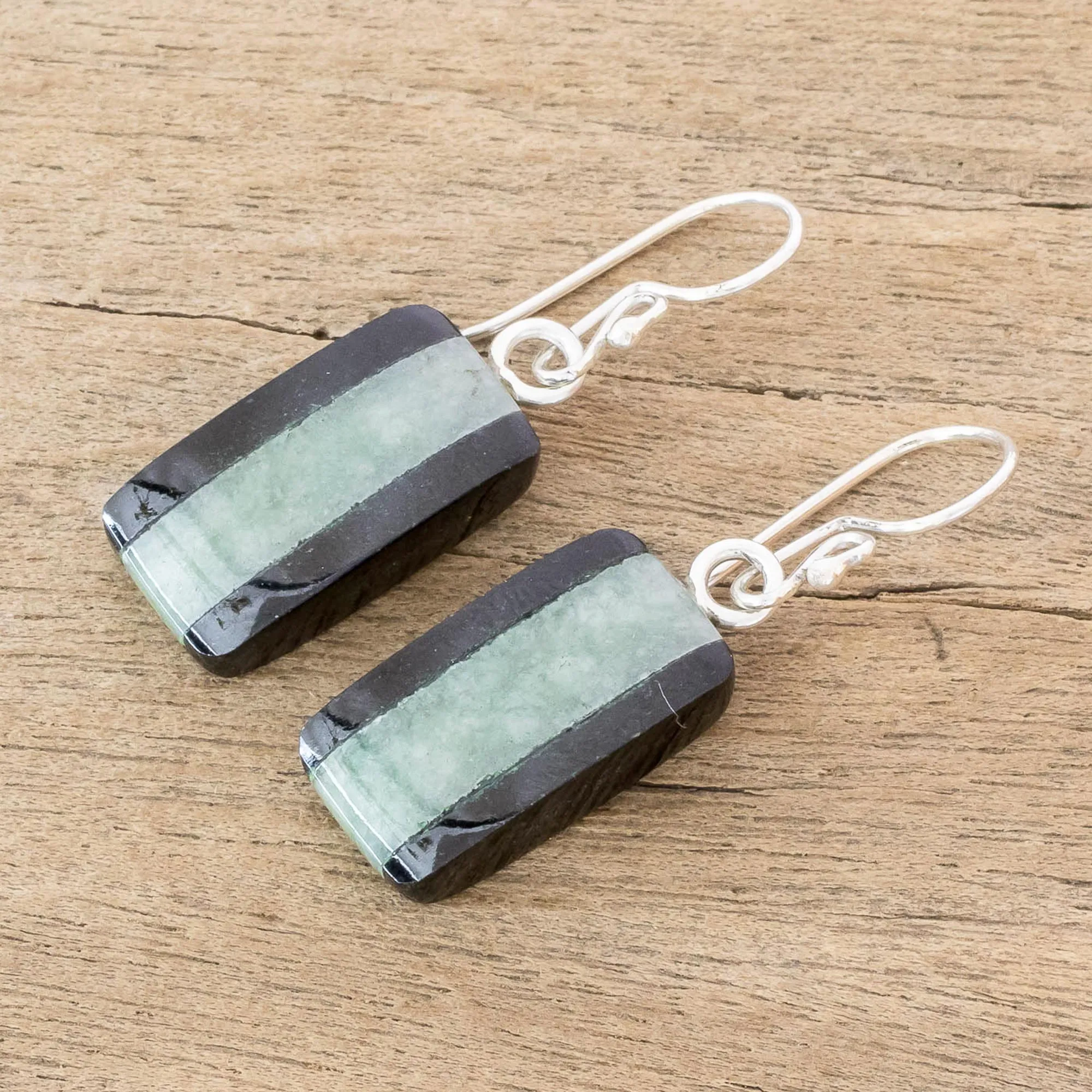 Collectible Modern Jade Dangle Earrings - Maya Legend | NOVICA