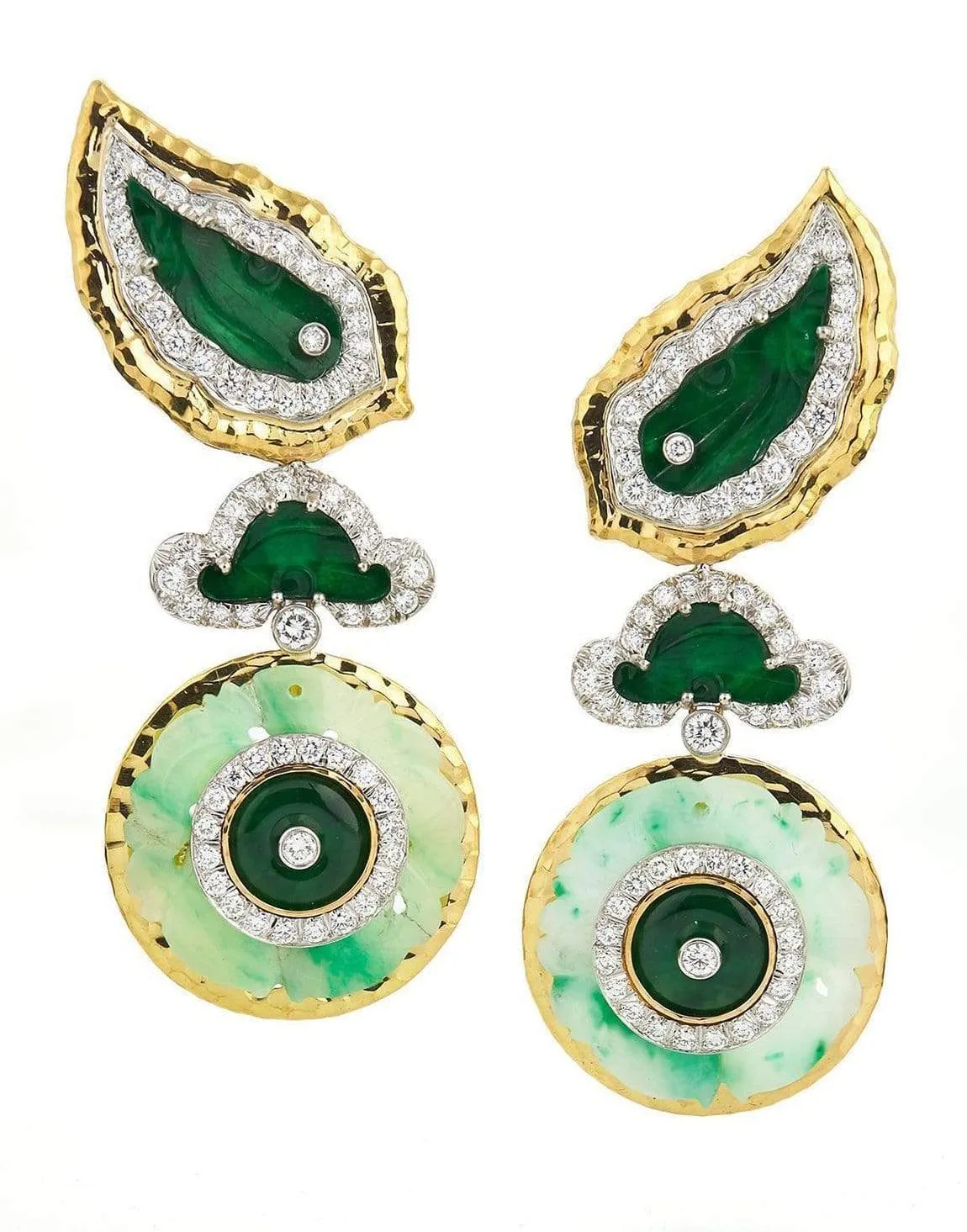 Diamond Jade Disk Earrings