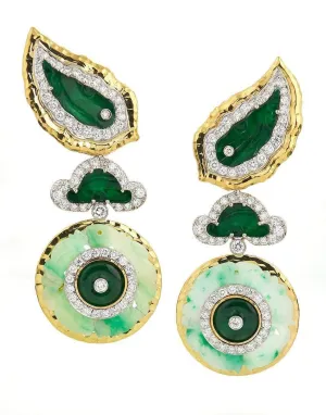 Diamond Jade Disk Earrings