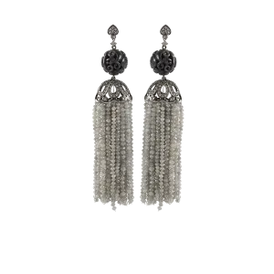 Diamond Tassel and Jade Earrings