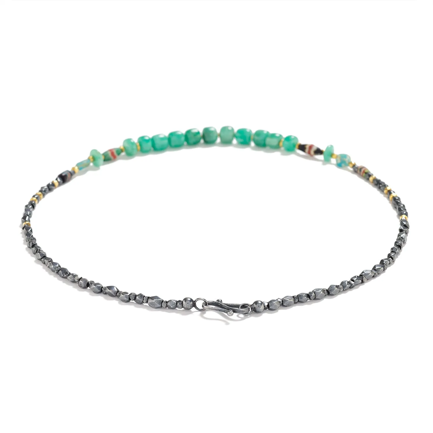Emerald and Antique Glass Necklace