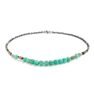 Emerald and Antique Glass Necklace