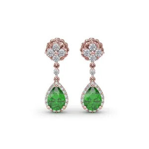 Fana Emerald and Diamond Teardrop Dangle Earrings