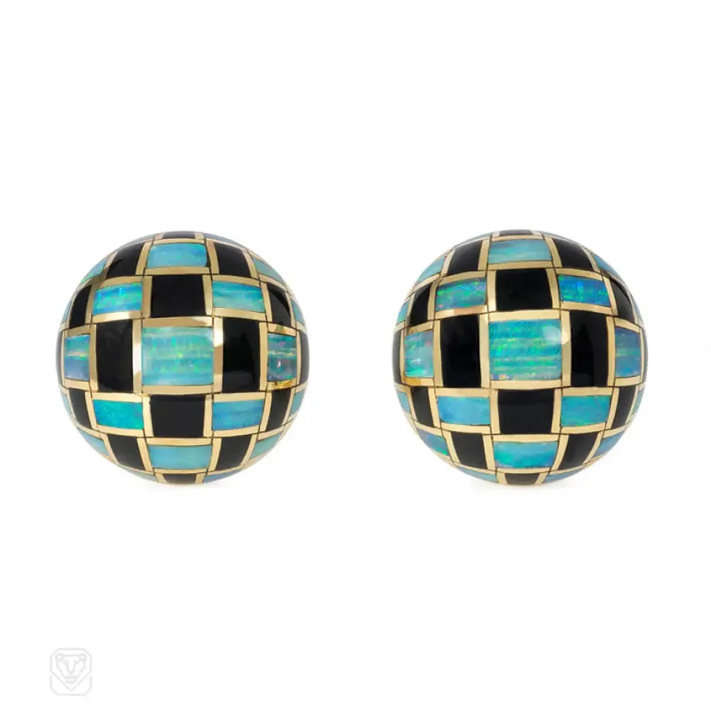 Gold, black jade, and opal earrings, Angela Cummings for Tiffany