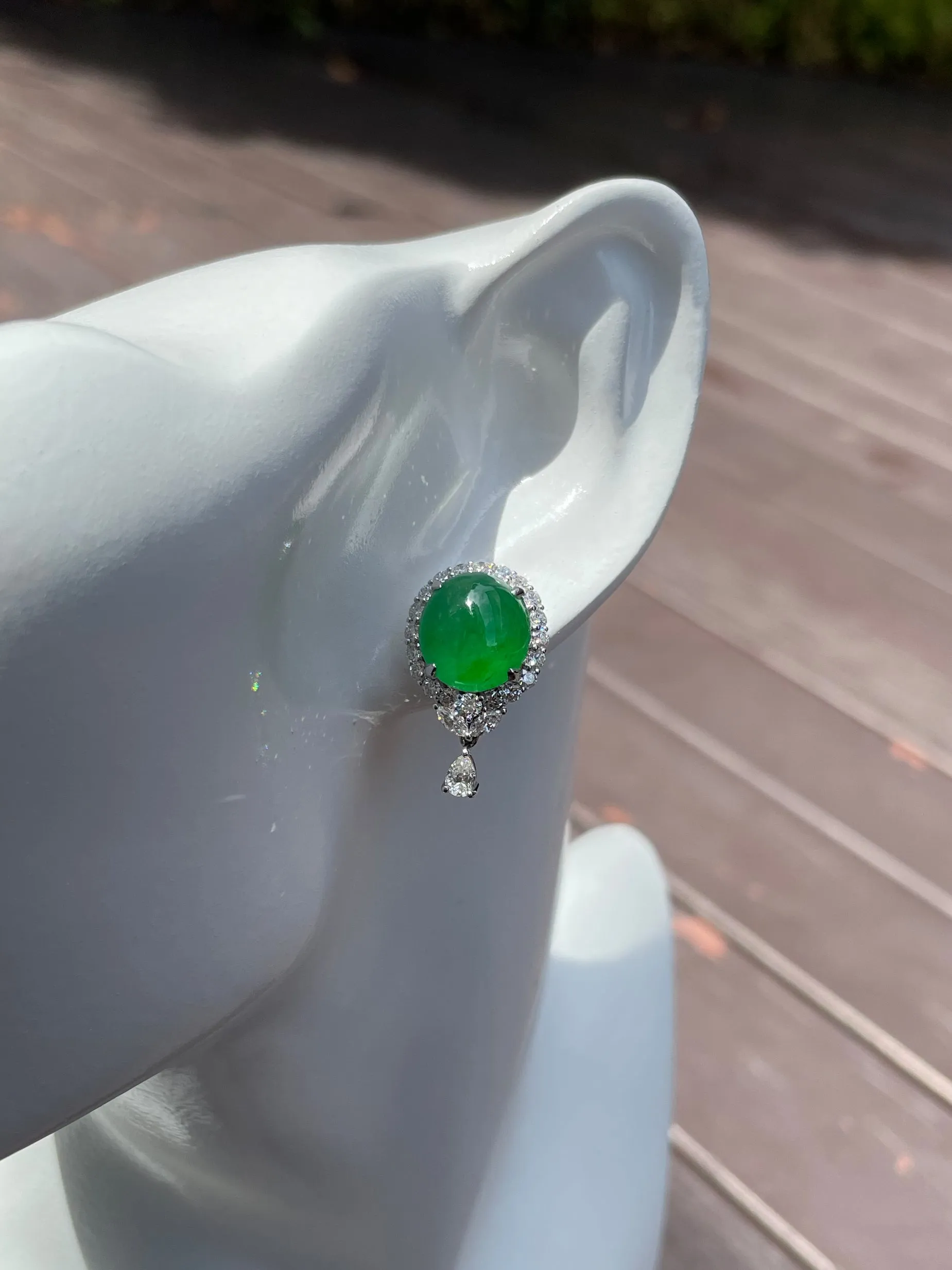 Green Jade Earrings - Cabochons (NJE058)