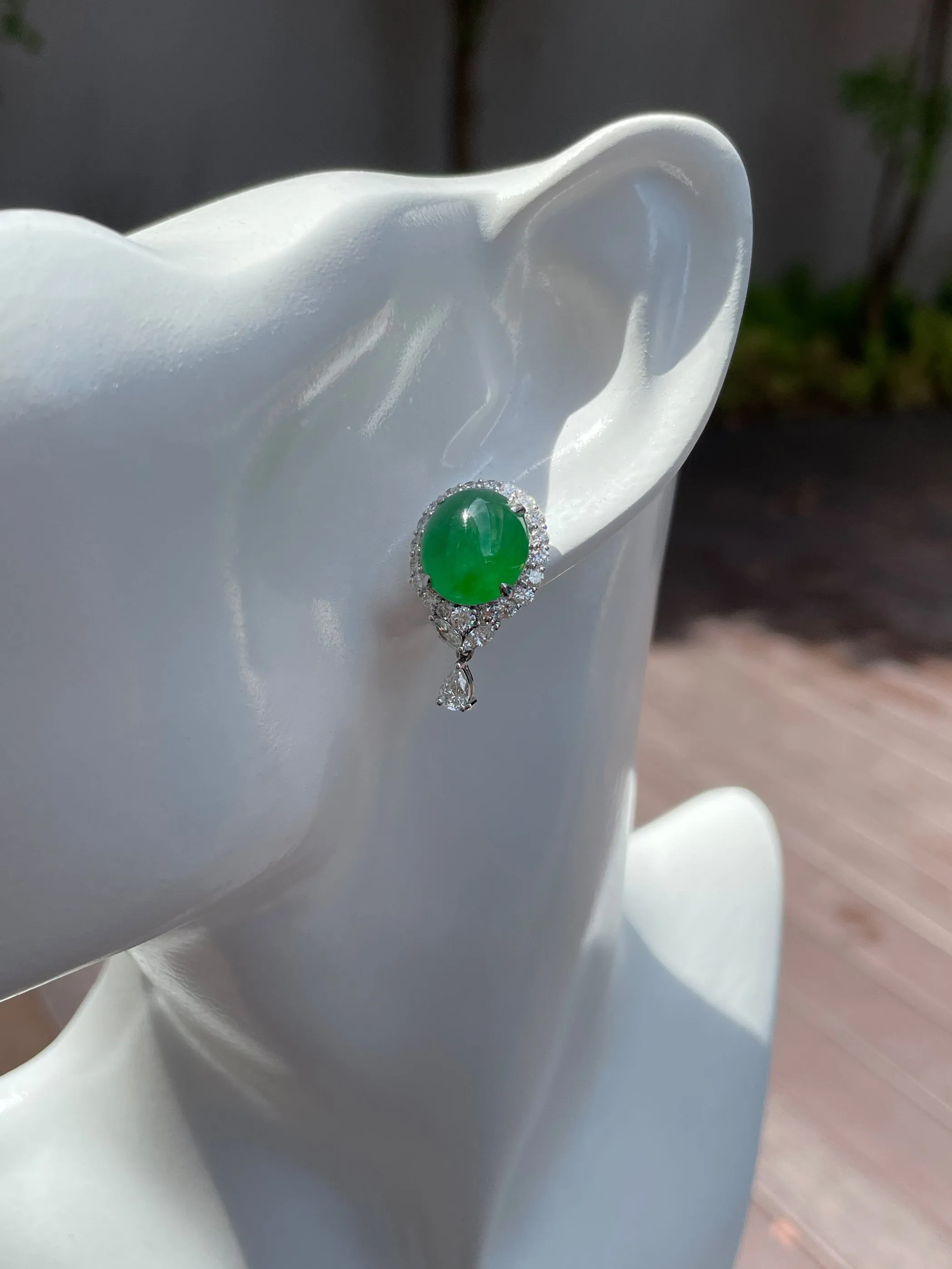Green Jade Earrings - Cabochons (NJE058)