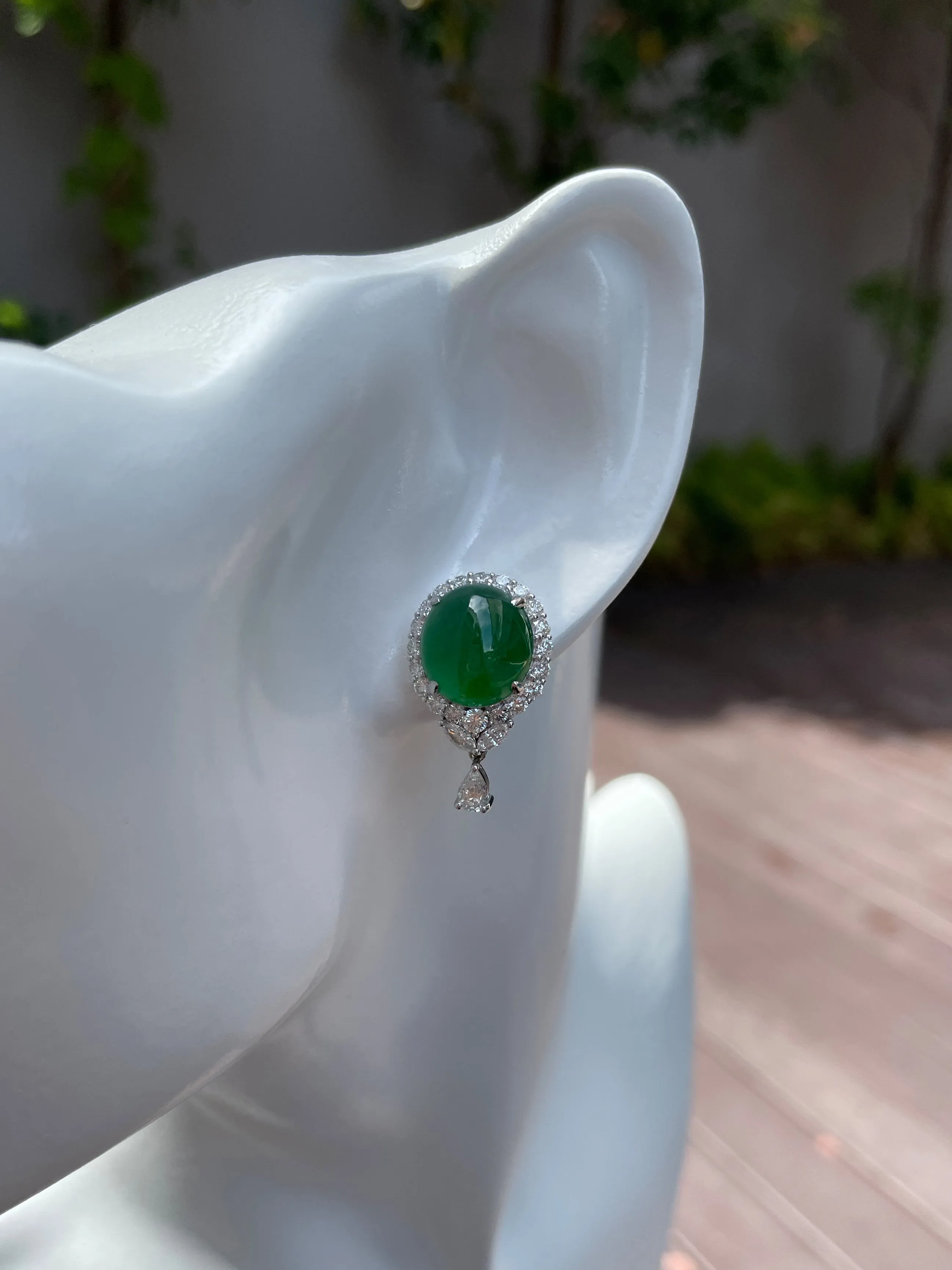 Green Jade Earrings - Cabochons (NJE058)