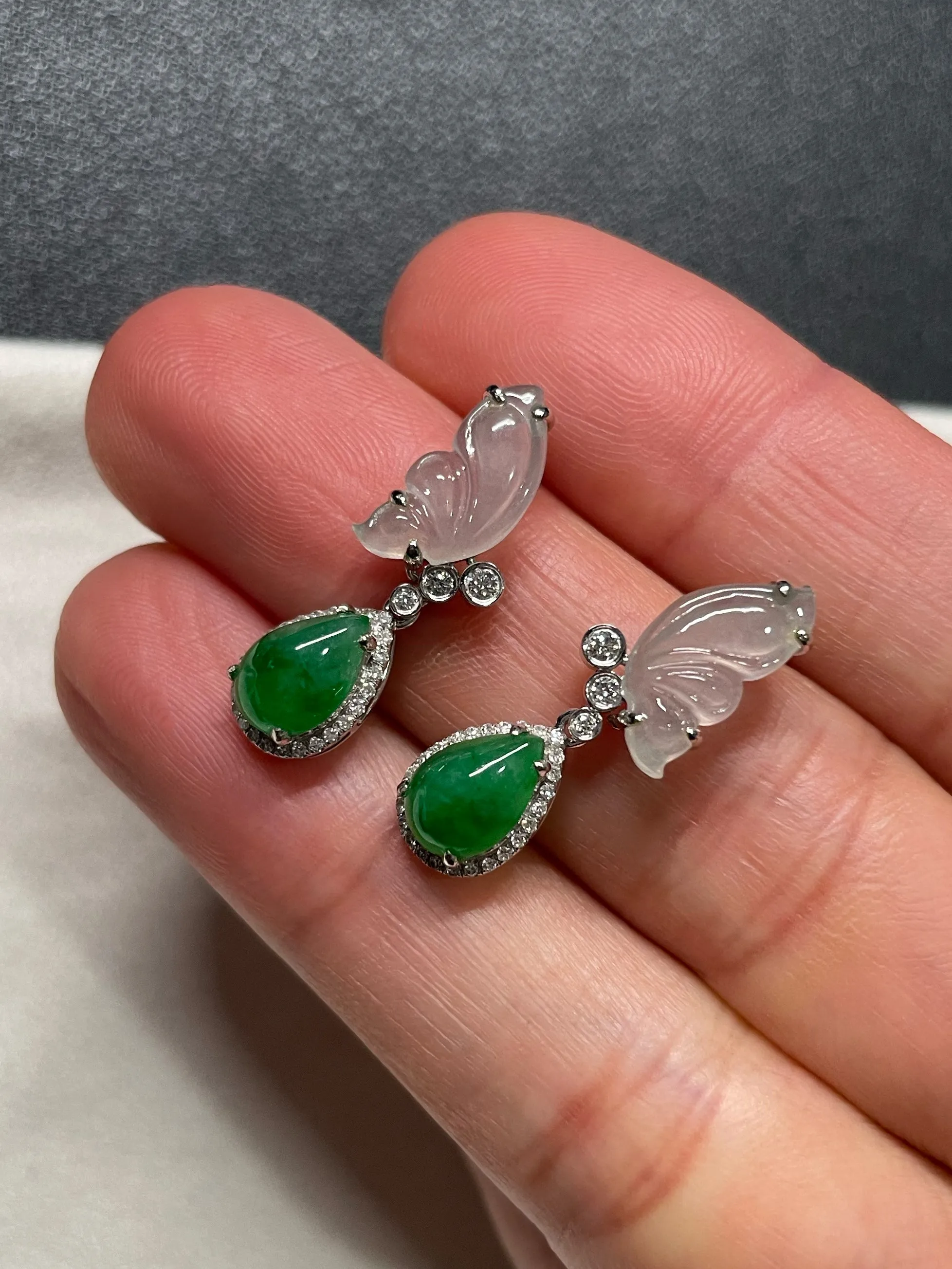 Green Jade Teardrop Earrings (NJE207)
