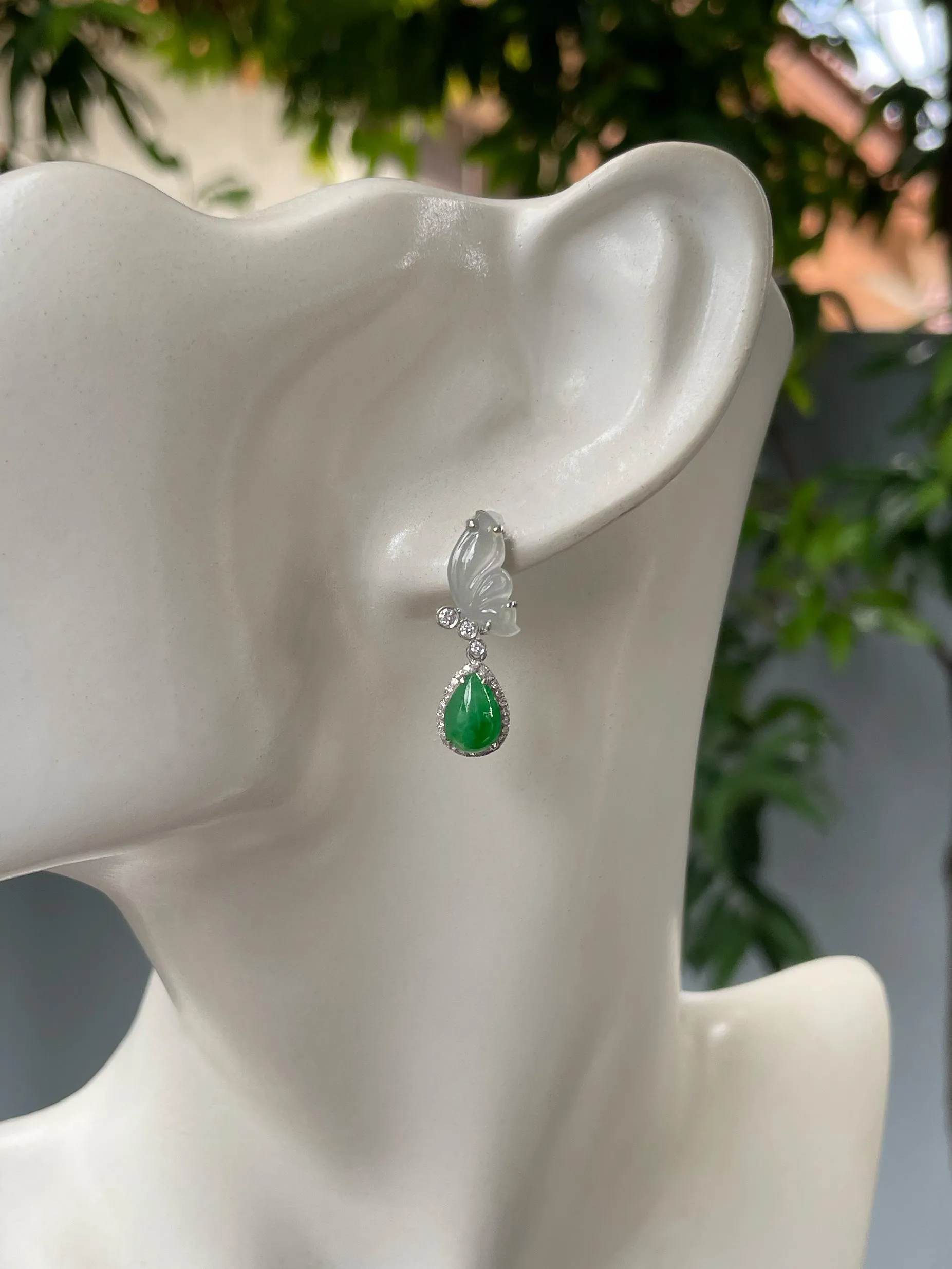 Green Jade Teardrop Earrings (NJE207)
