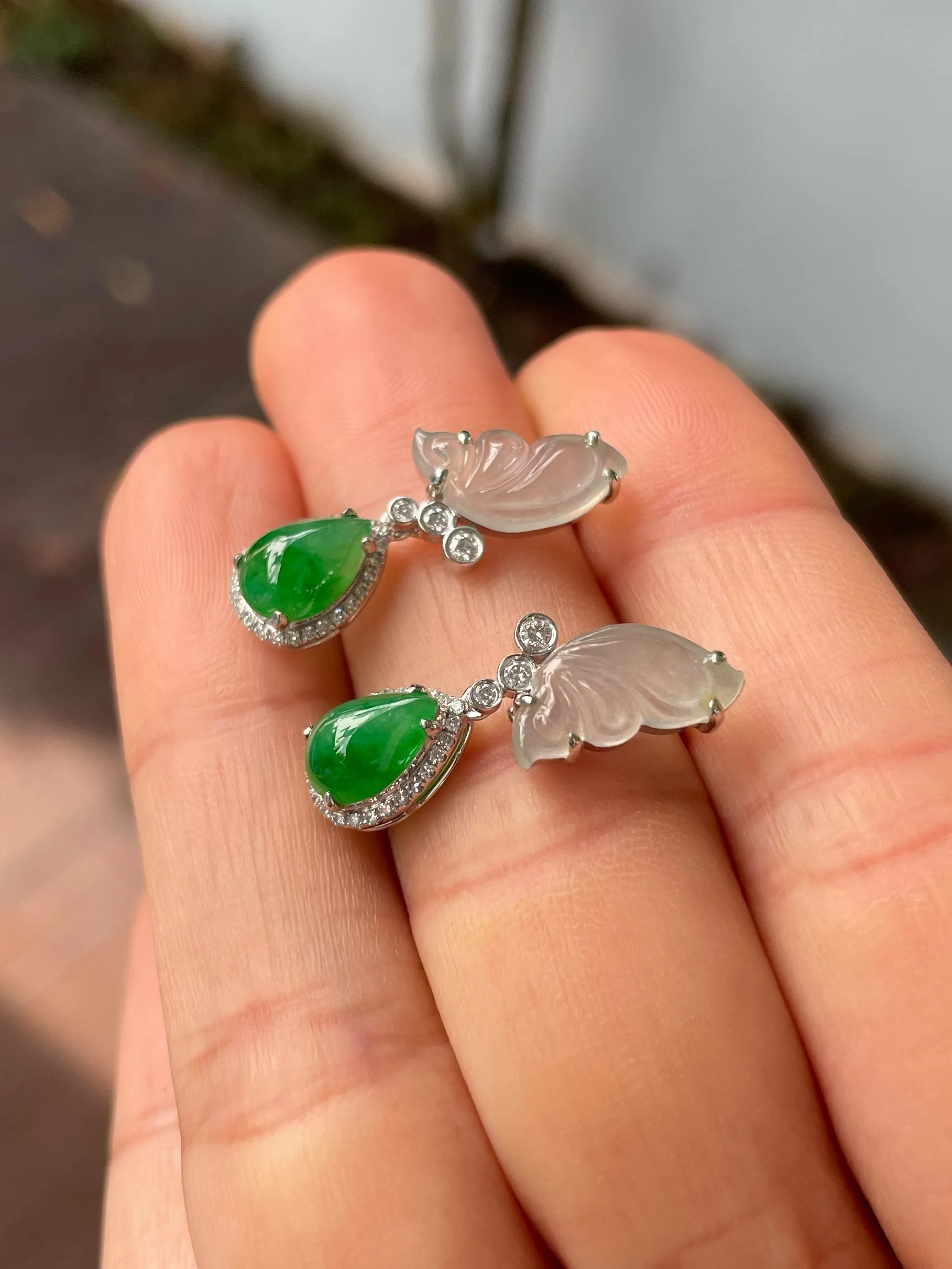 Green Jade Teardrop Earrings (NJE207)