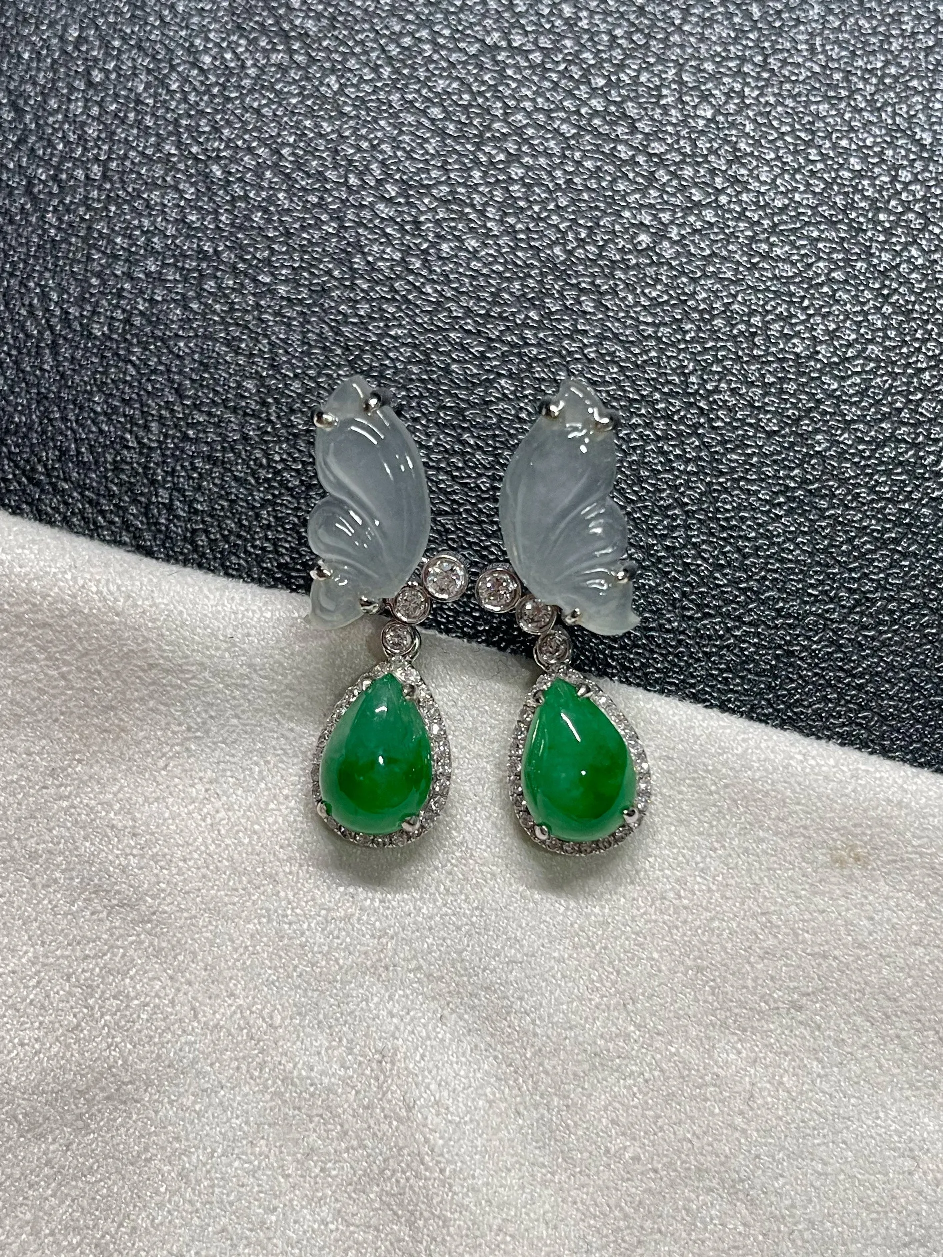 Green Jade Teardrop Earrings (NJE207)
