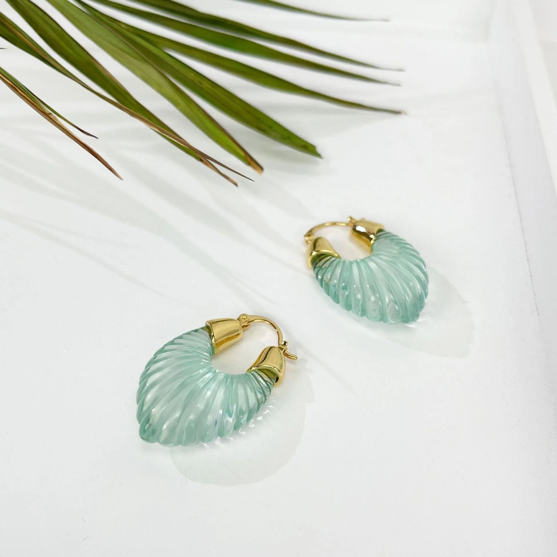 Hong Kong Style Female Earrings Exaggerated Amber Earrings