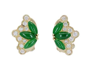 Jade and Diamond Earrings in 18K Gold