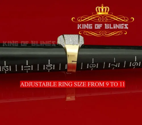 King Of Bling's 925 Yellow Silver Cubic Zirconia 8.50ct Men's Adjustable Ring From SZ 9 to 11