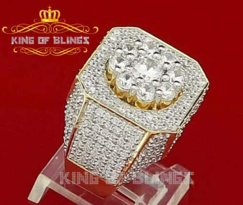 King Of Bling's 925 Yellow Silver Cubic Zirconia 8.50ct Men's Adjustable Ring From SZ 9 to 11