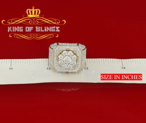 King Of Bling's 925 Yellow Silver Cubic Zirconia 8.50ct Men's Adjustable Ring From SZ 9 to 11