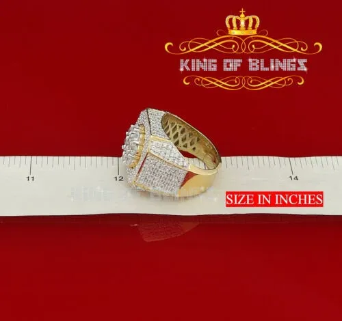 King Of Bling's 925 Yellow Silver Cubic Zirconia 8.50ct Men's Adjustable Ring From SZ 9 to 11
