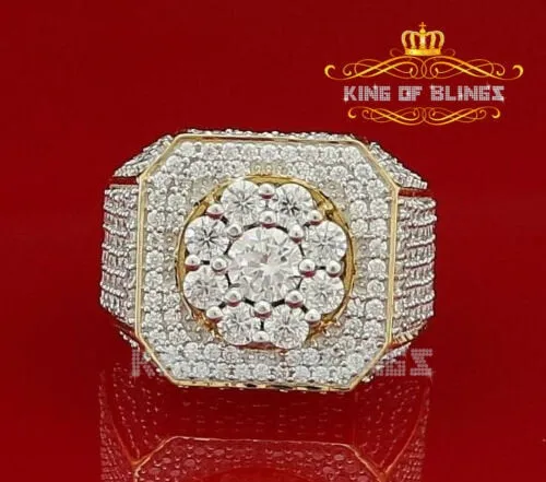 King Of Bling's 925 Yellow Silver Cubic Zirconia 8.50ct Men's Adjustable Ring From SZ 9 to 11
