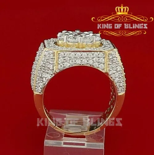 King Of Bling's 925 Yellow Silver Cubic Zirconia 8.50ct Men's Adjustable Ring From SZ 9 to 11