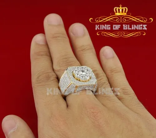 King Of Bling's 925 Yellow Silver Cubic Zirconia 8.50ct Men's Adjustable Ring From SZ 9 to 11