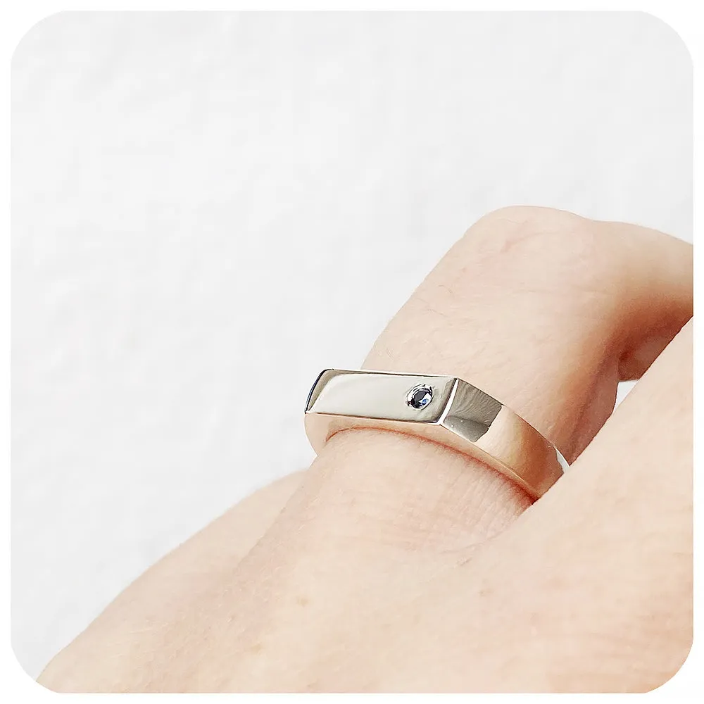 Logan, a Signet Ring with Black Moissanite