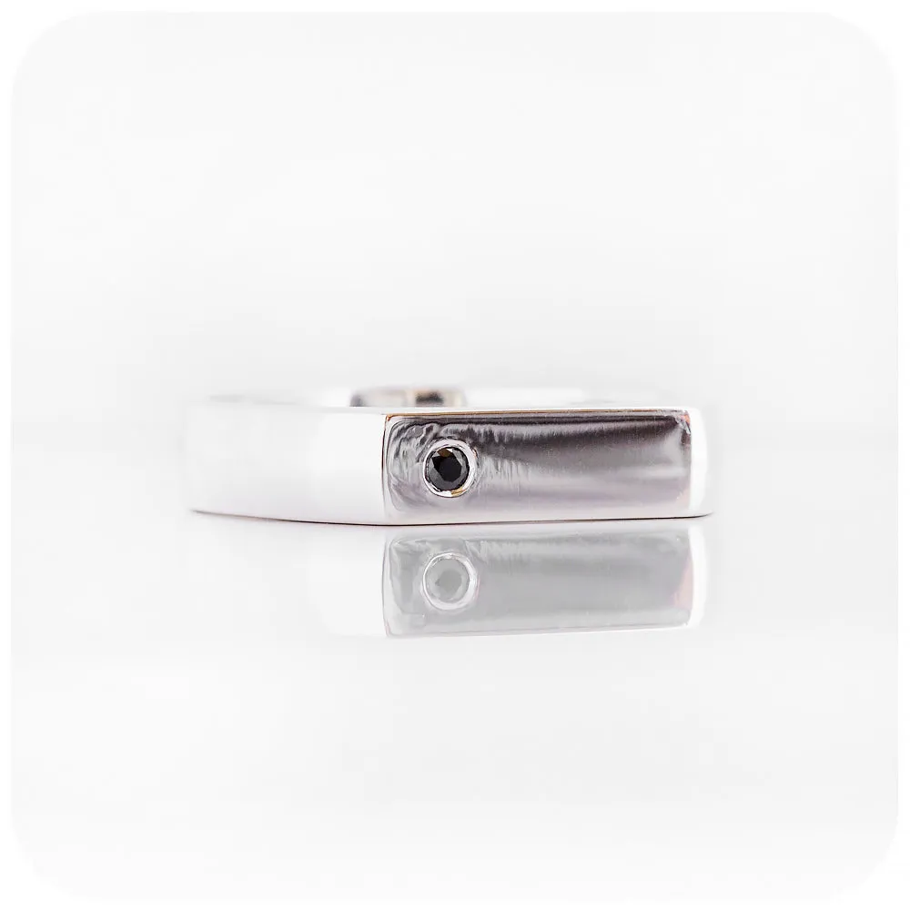 Logan, a Signet Ring with Black Moissanite